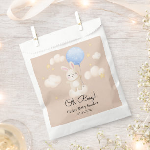 Boy Blue Balloon Cute Bunny Baby Shower Favour Bag