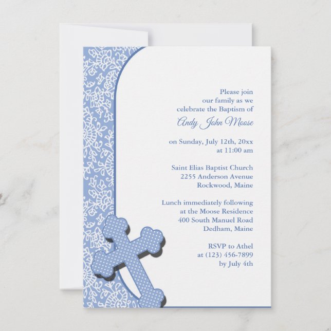 Boy Blue Baptism Invitation (Front)