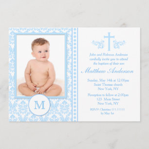 Boy Blue Baptism Invitations