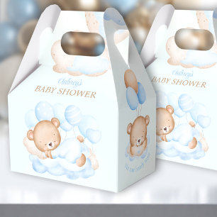 Boy Blue Beige Bear Baby Shower Favour Box