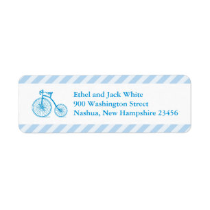 Boy Blue Bicycle Baby Shower Return Address Labels
