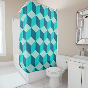 Boy Blue Building Blocks Seamless Pattern Shower Curtain