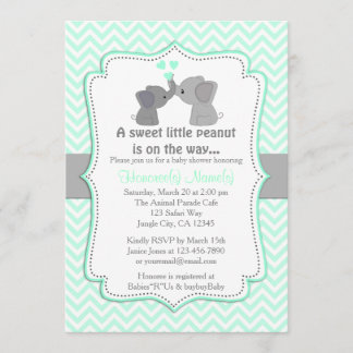 Boy Blue Elephant Baby Shower Invitations Chev 330