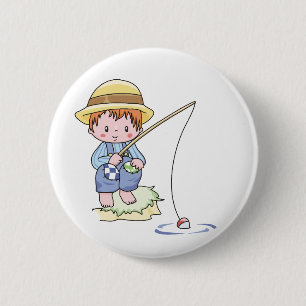 Boy Blue Fishing 6 Cm Round Badge