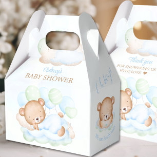 Boy Blue Green Bear Baby Shower Favour Box