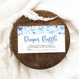 Boy Blue Heart Valentine Baby Shower Diaper Raffle Enclosure Card