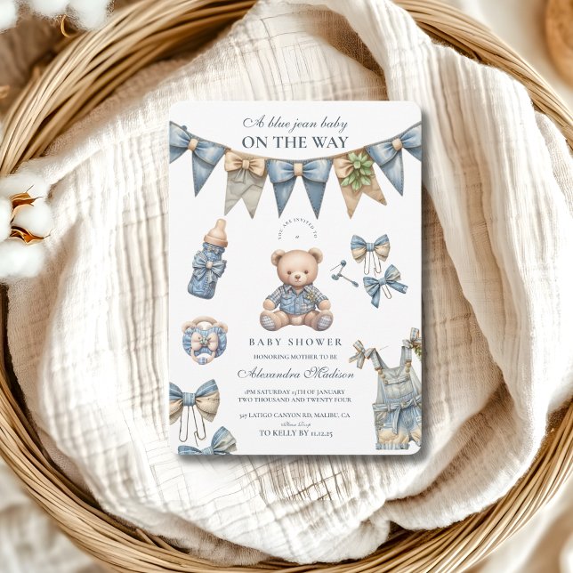 Boy Blue Jean Baby Denim Baby Shower Invitation (Creator Uploaded)