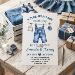 Boy Blue Jean Baby Shower Invitation