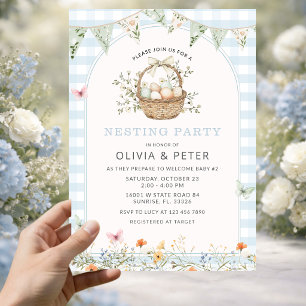 Boy Blue Nesting Party Prep the Nest Baby shower Invitation
