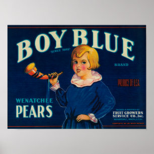 Boy Blue Pear Crate Label Poster