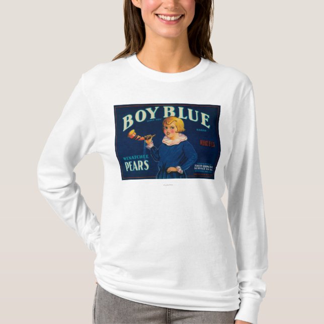 Boy Blue Pear Crate Label T-Shirt (Front)