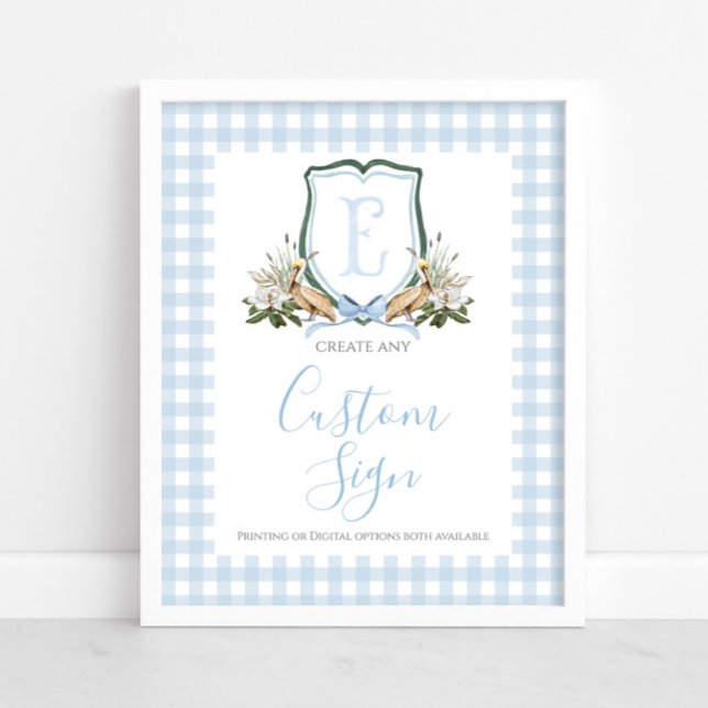 Boy Blue Pelican Baby Shower Custom Sign (Creator Uploaded)