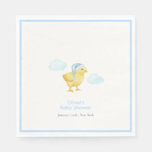 Boy Blue Sky Cloud Little Chicken Baby Shower Napkin