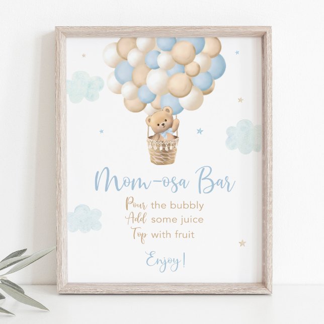 Boy Blue Teddy Bear Baby Shower Mimosa Bar Sign (Creator Uploaded)