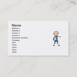 Boy Blue Uniform Stick Figure Soccer Player Gifts Business Card