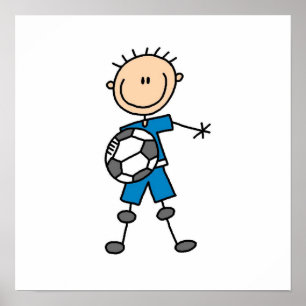 Boy Blue Uniform Stick Figure Soccer Player Gifts Poster