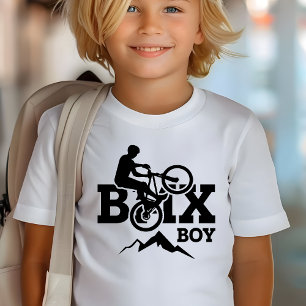 Boy BMX Racing White And Black T-Shirt