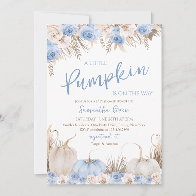 Boy Boho Pumpkin Baby Shower Invitation (Front)