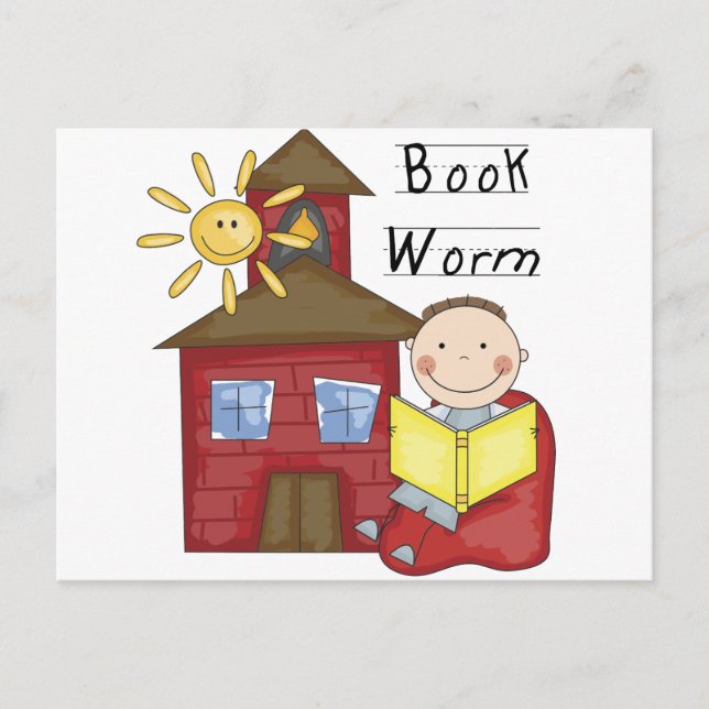 Boy Book Worm Tshirts and Gifts Postcard (Front)