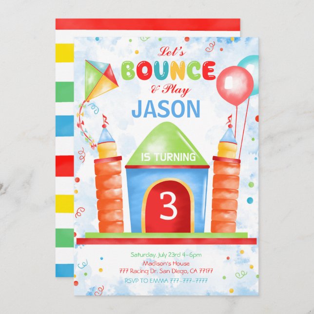 Boy Bounce Birthday Invitation (Front/Back)