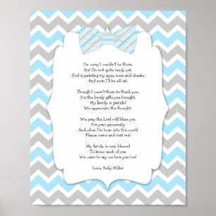 BOY Bow Tie Baby Shower Thank you Poster