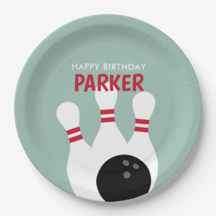 Boy Bowling Birthday Party Paper Plate