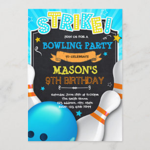 Boy bowling night invitation