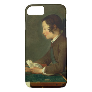 Boy Building a Castle of Cards (oil on canvas) iPhone 8/7 Case