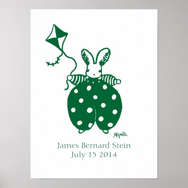 Boy Bunny in green birthday poster (Front)