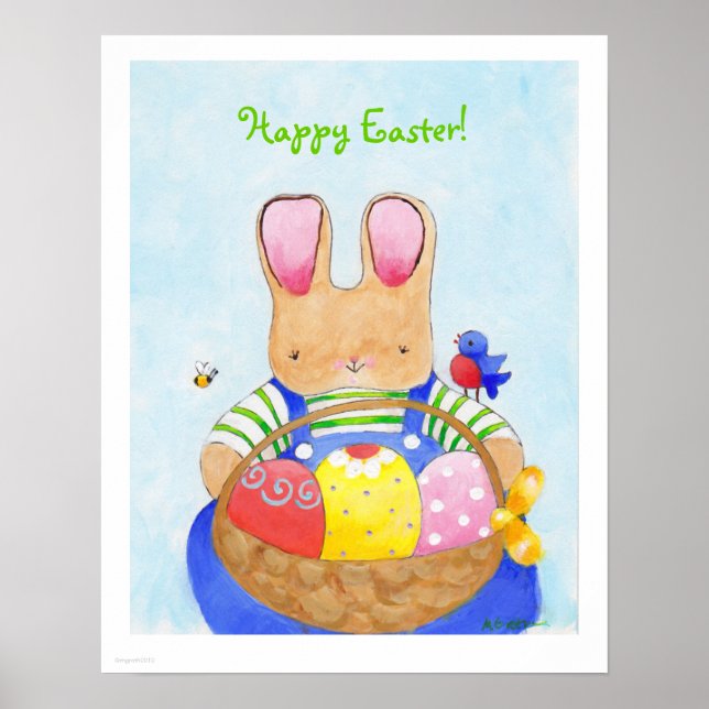 Boy Bunny with basket Poster (Front)