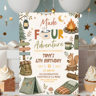 Boy Camping Theme Made FOUR Adventure Birthday Invitation