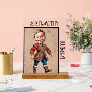 Boy Caricature in Russian Traditional Dress Acrylic Sign