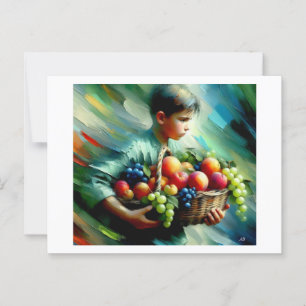 Boy Carrying Fruit, Postcard