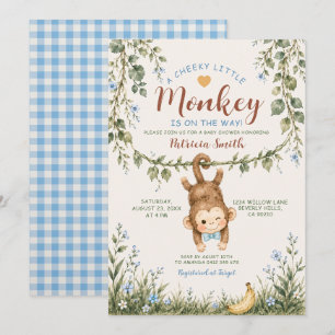 Boy Cheeky Little Monkey Is On The Way Baby Shower Invitation