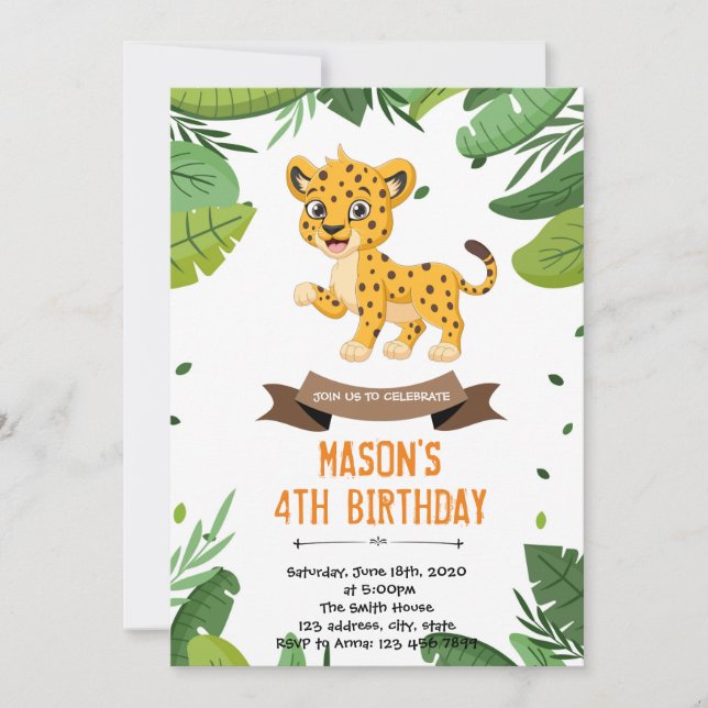 Boy cheetah shower invitation (Front)