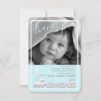 Boy Choo Choo Christening Baptism Photo Thank You