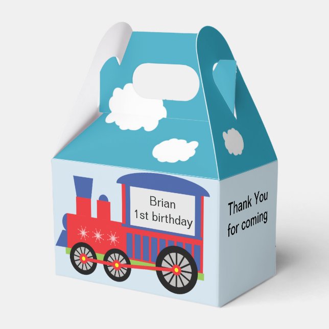Boy Choo Choo Train Birthday Favour Box (Back Side)