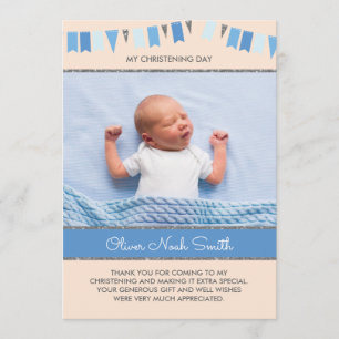 Boy Christening/Baptism Thank You Card