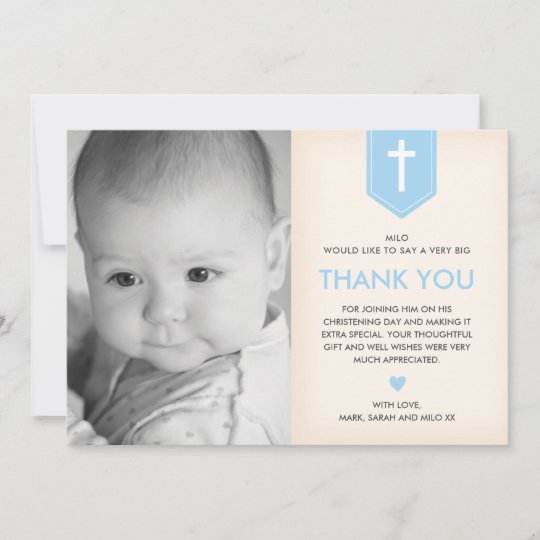 boy christeningbaptism thank you card zazzleau