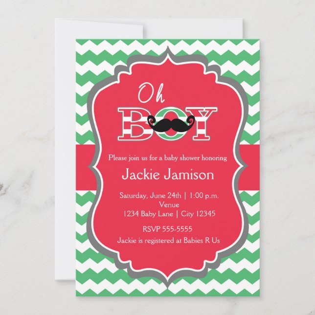 Boy Christmas Holiday Red Baby Shower Invitation (Front)