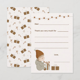 Boy Christmas Thank you note, fill in card
