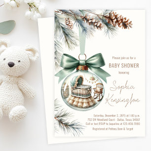 Boy Christmas Tree Ornament Winter Baby Shower  Invitation