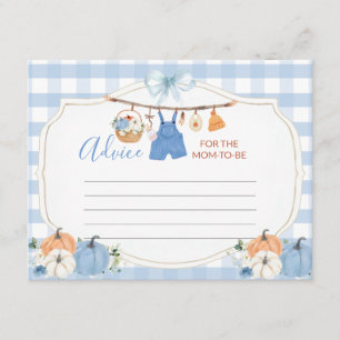 Boy Clothes Pumpkin Baby Shower Advice For Mum Enclosure Card