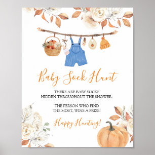 Boy Clothes Pumpkin Baby Shower Baby Sock Hunt Poster