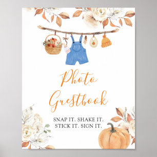 Boy Clothes Pumpkin Baby Shower Photo Guestbook