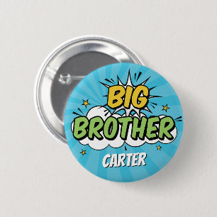 Boy Comic Book Superhero Baby Shower Big Brother 6 Cm Round Badge