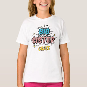 Boy Comic Book Superhero Baby Shower Big Sister T-Shirt