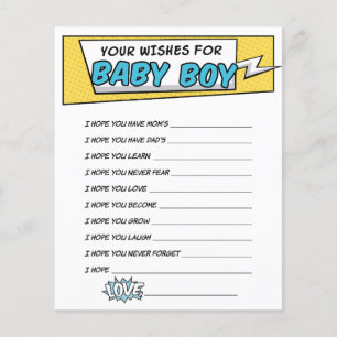Boy Comic Book Superhero Shower Wishes for Baby