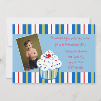 Boy Confetti Cupcake Invite