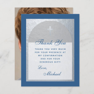 Boy Confirmation Blue Silver Budget Thank You Card